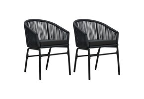 2x Zwarte PE-rattan Tuinstoelen met Kussens - 35% Korting