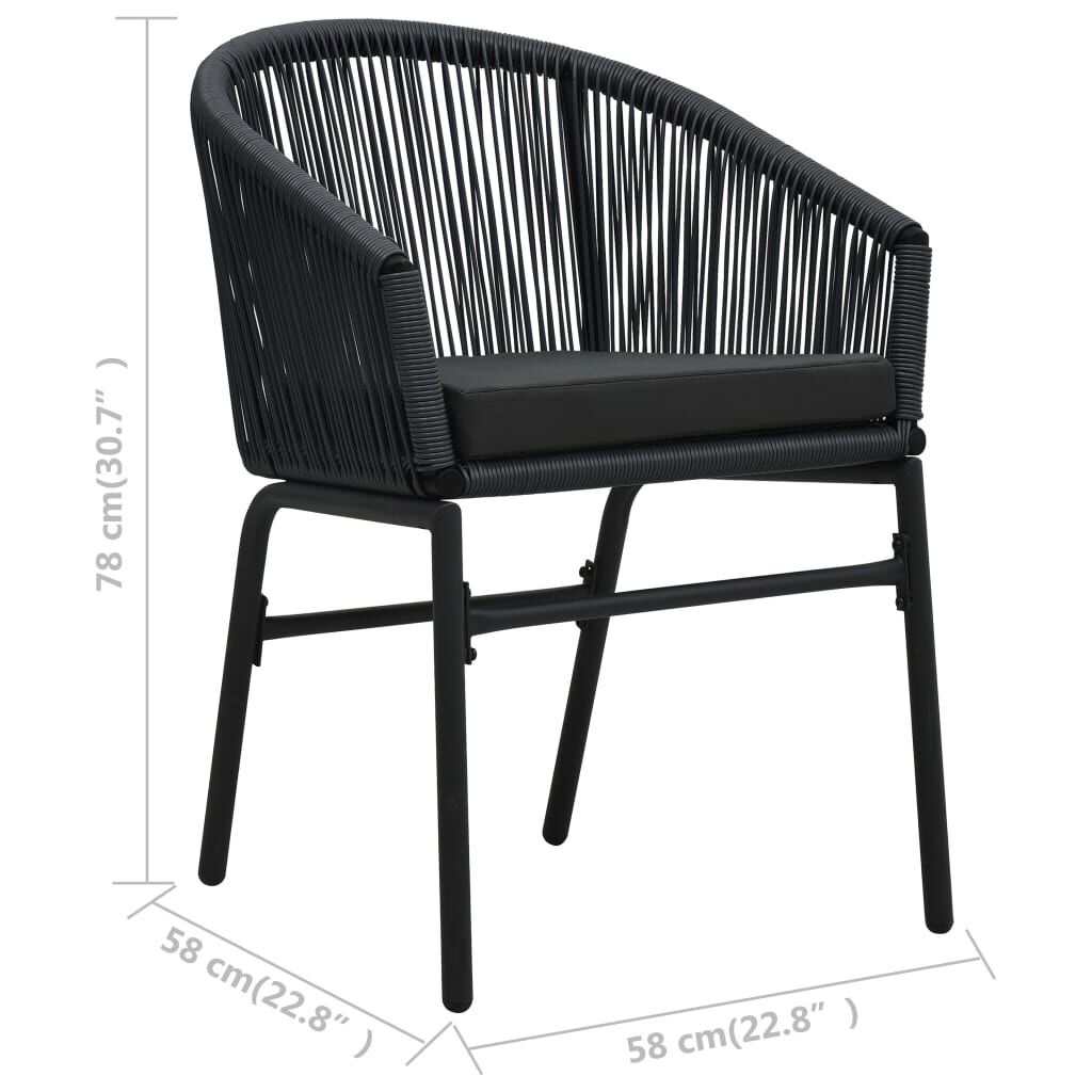 2x Zwarte PE-rattan Tuinstoelen met Kussens - 35% Korting