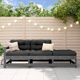 VidaXL Loungeset Massief Hout 3-delig met Kussens - 60% Korting!