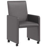 vidaXL Eetstoelen met wielen 2 pcs Grijs 57 x 66 x 94 cm Kunstleer