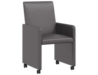 vidaXL Eetstoelen met wielen 2 pcs Grijs 57 x 66 x 94 cm Kunstleer
