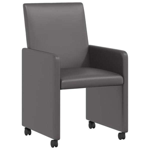 vidaXL Eetstoelen met wielen 2 pcs Grijs 57 x 66 x 94 cm Kunstleer
