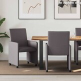 vidaXL Eetstoelen met wielen 2 pcs Grijs 57 x 66 x 94 cm Kunstleer