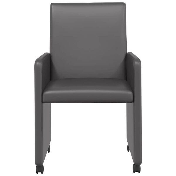 vidaXL Eetstoelen met wielen 2 pcs Grijs 57 x 66 x 94 cm Kunstleer