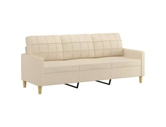 vidaXL Driezitsbank 180 cm stof crèmekleurig