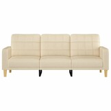 vidaXL Driezitsbank 180 cm stof crèmekleurig