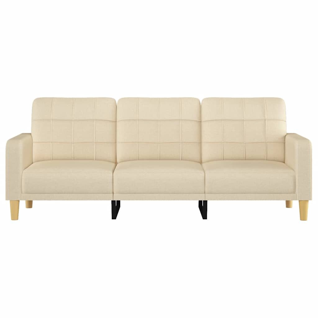vidaXL Driezitsbank 180 cm stof crèmekleurig