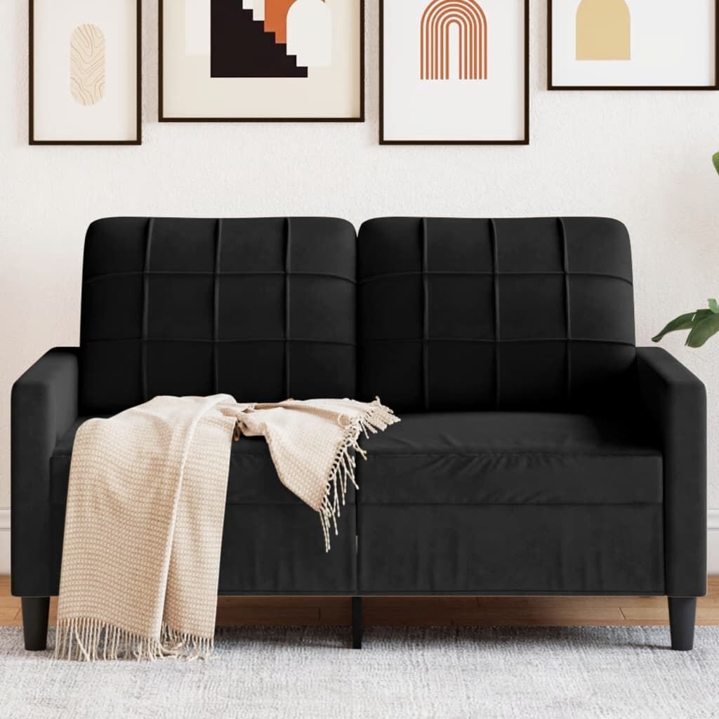 vidaXL Tweezitsbank 120 cm fluweel zwart
