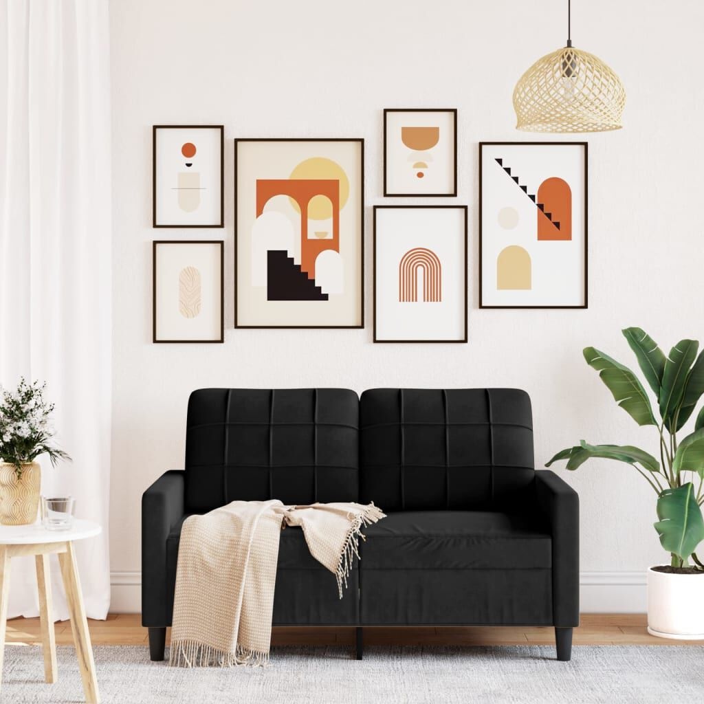 vidaXL Tweezitsbank 120 cm fluweel zwart