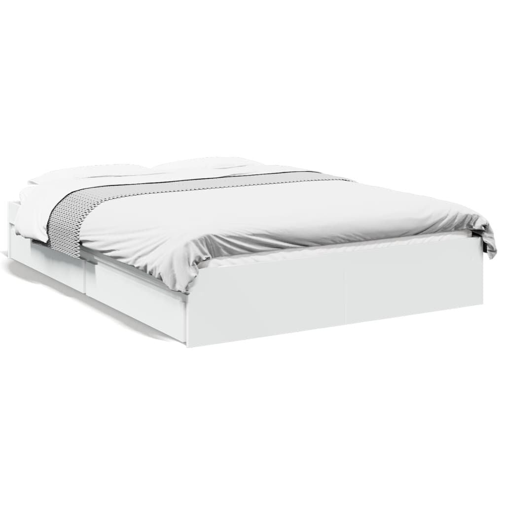vidaXL Bedframe met lades bewerkt hout wit 120x200 cm