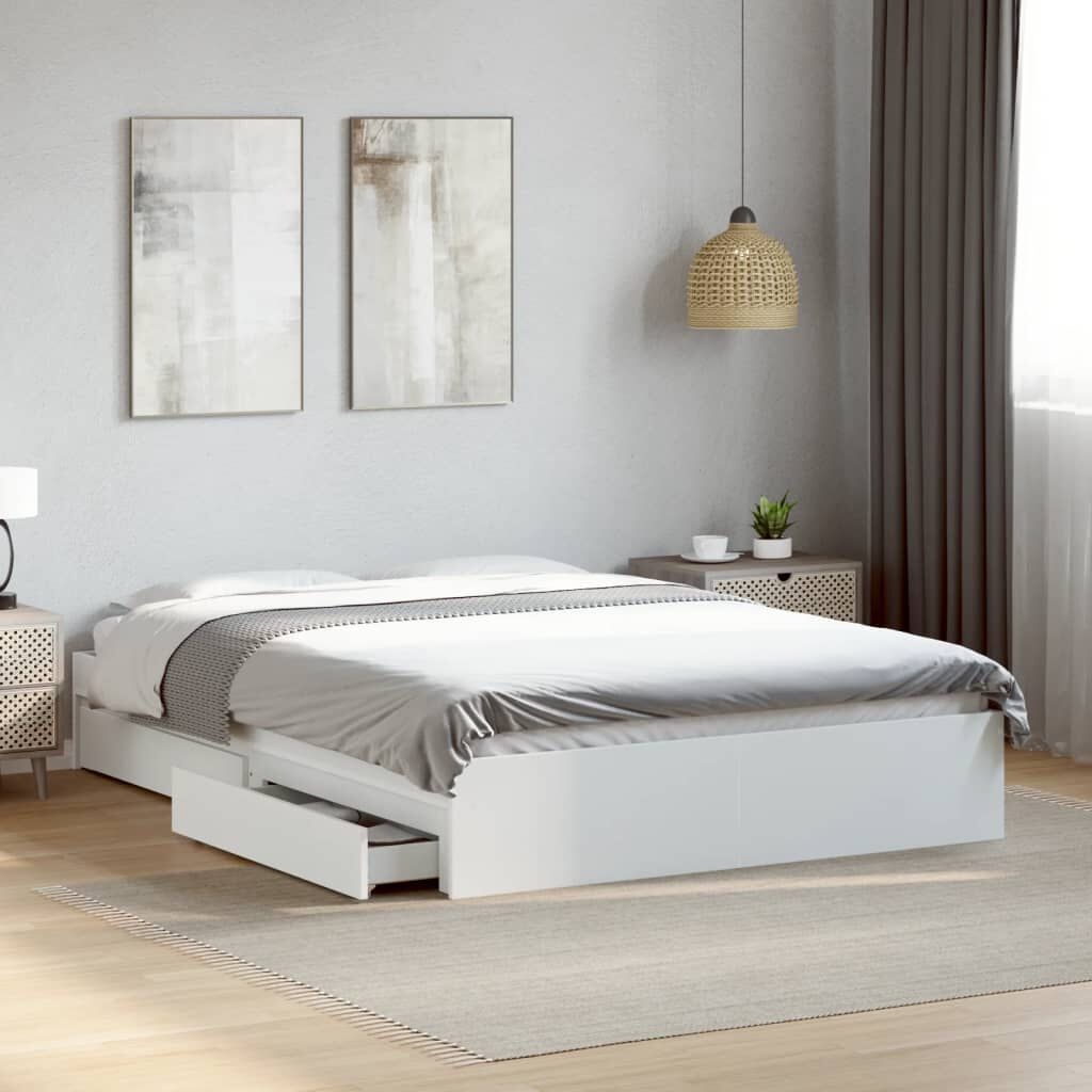 vidaXL Bedframe met lades bewerkt hout wit 120x200 cm