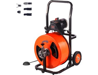 VEVOR Afvoerontstopper 30 meter x 3/8 inch, Rioolslang met Automatische Toevoer en Voetschakelaar