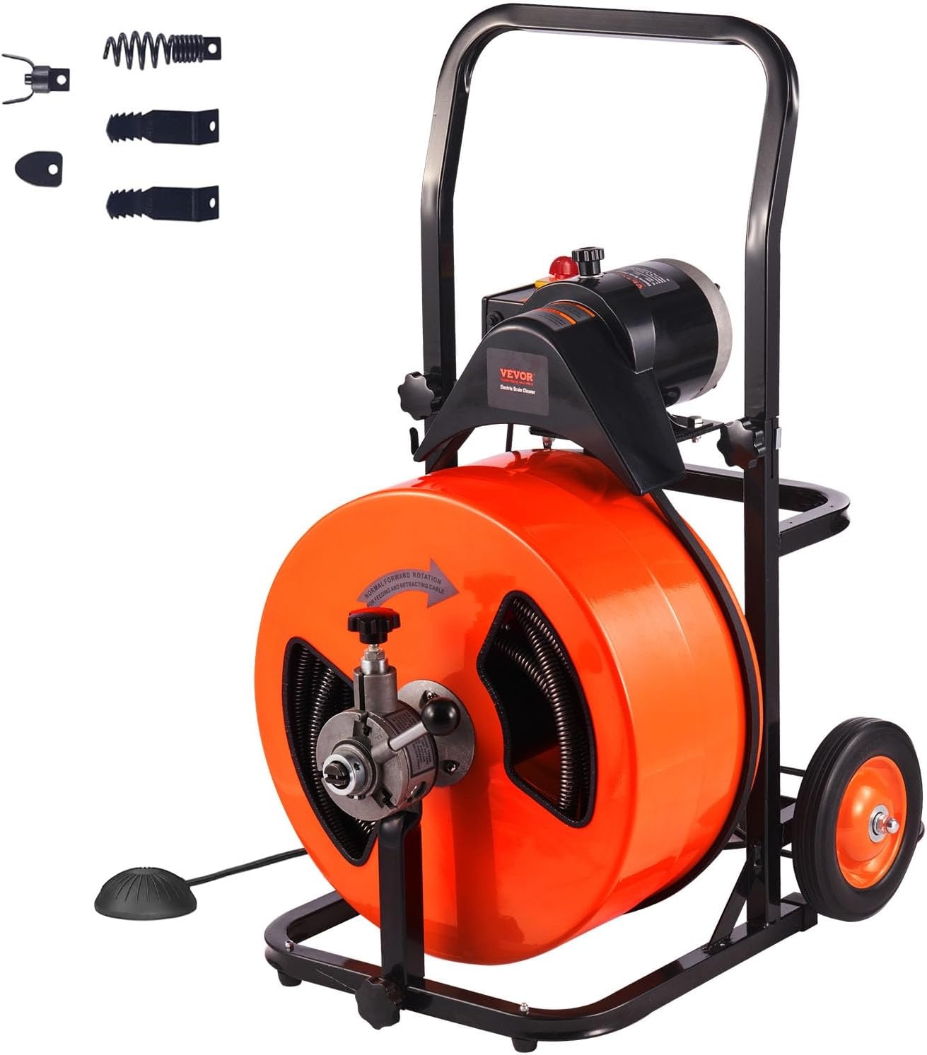 VEVOR Afvoerontstopper 30 meter x 3/8 inch, Rioolslang met Automatische Toevoer en Voetschakelaar