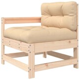 vidaXL 3-delige Loungeset met kussens massief hout