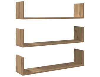 vidaXL Wandschappen 3 st 80x18x18 cm bewerkt hout artisanaal eiken