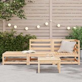 vidaXL Tuinbank 2-zits met voetenbank massief grenenhout