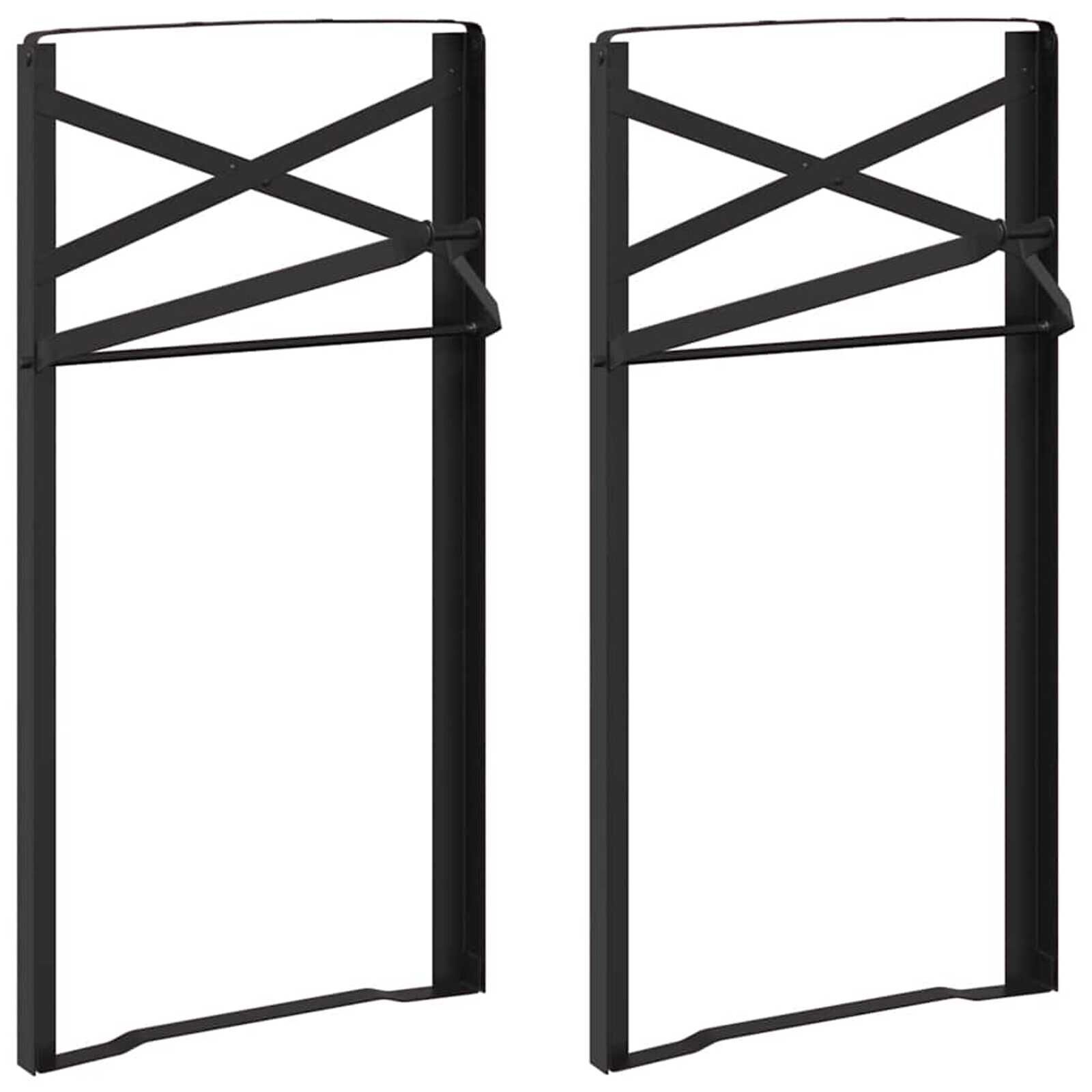 vidaXL Bier tafelpoot 2 pcs Zwart 39 x 3 x 75 cm Gepoedercoat staal