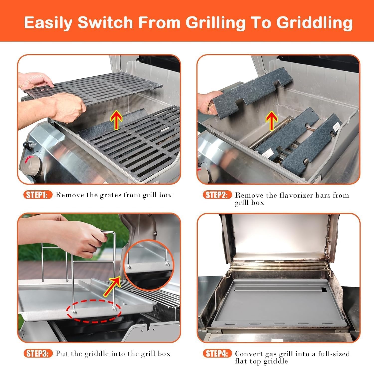Denmay 50 x 44 cm Plancha grillplaat voor Weber Spirit 200-serie, universele grillplaat, reserveonderdelen, vervanging voor Weber Spirit I & II serie E210, E220, S210, S220, 1 stuk