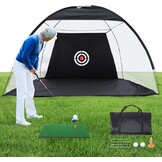 REDCAMP 3,05 x 2,13 m golfoefennetje met gazon, golftrainingsnet met slagmat voor binnen/buiten chippen en slaan in de achtertuin