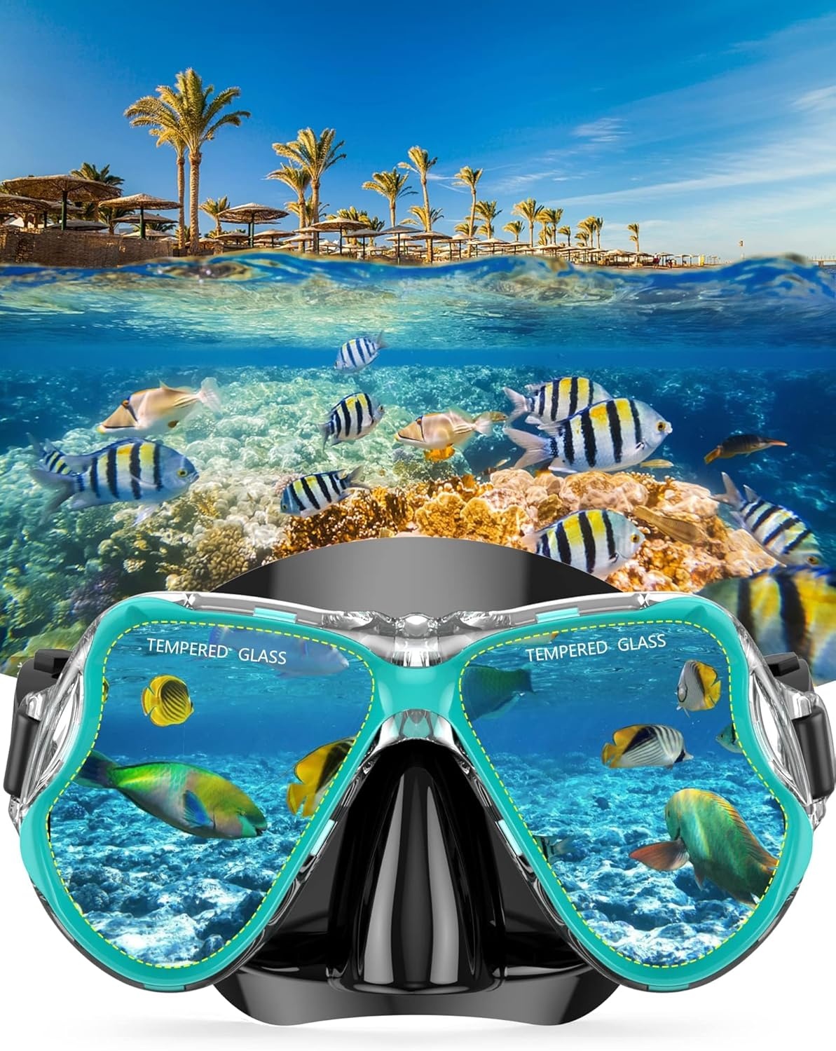 Snorkelset volwassenen met flippers, snorkelmasker met verstelbare zwemvinnen, snorkelpakketten snorkelmasker en flippers set met draagtas voor beginners en snorkelaars