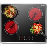 Karinear Keramische Kookplaat 60 cm met Metalen Frame, 6000W, 4 Zones, Touch Control en Kinderbeveiliging