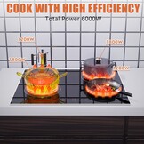 Karinear Keramische Kookplaat 60 cm met Metalen Frame, 6000W, 4 Zones, Touch Control en Kinderbeveiliging