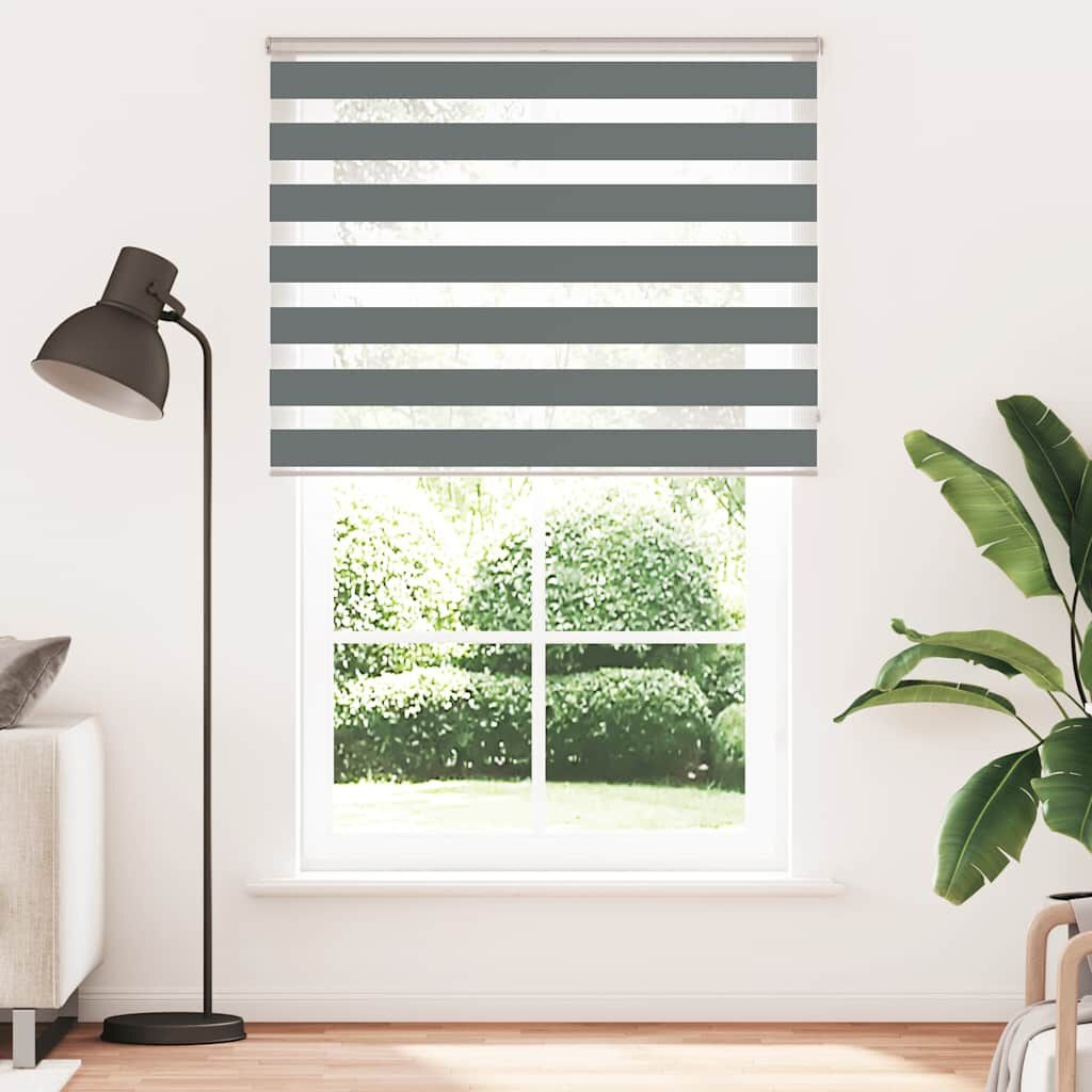 vidaXL Zebra rolgordijn 150x200 cm stofbreedte 145,9 cm donkergrijs