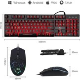 Rii Gaming RK101 (lay-out Italiano) gaming-toetsenbord en gaming-muis met LED-achtergrondverlichting, instelbare gevoeligheid tot 3.200 dpi.