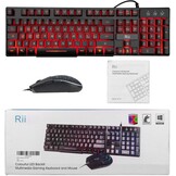 Rii Gaming RK101 (lay-out Italiano) gaming-toetsenbord en gaming-muis met LED-achtergrondverlichting, instelbare gevoeligheid tot 3.200 dpi.