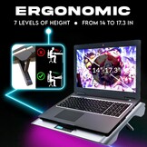 Laptop Koelpad voor 14-17,3 inch laptops | Turbo-ventilator 4300 tpm | Verzegeld schuim | Voorkomt oververhitting