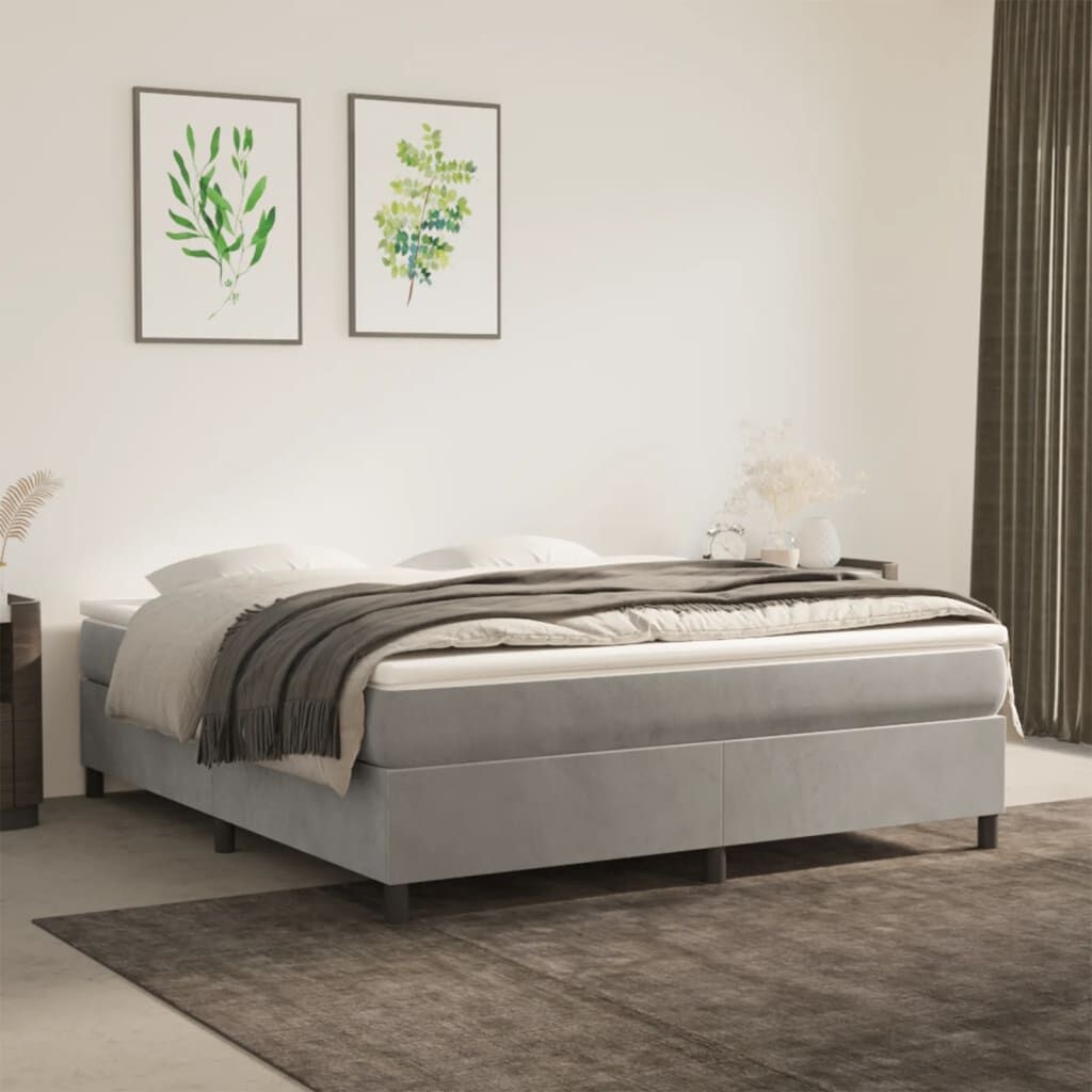 vidaXL Bedframe zonder matras 180x200 cm fluweel lichtgrijs