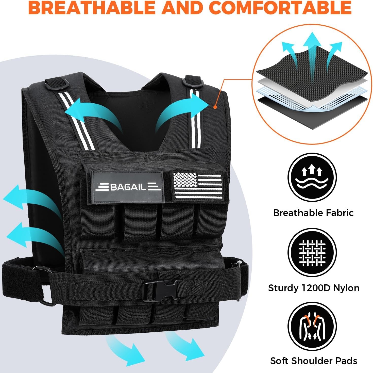 Bagail Trainingsvest met Gewichten Zwart 40lb