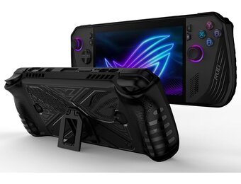 GIOPUEY Hoesje voor ASUS ROG Ally X 2024 - met standaard - transparante pc en zachte TPU-bumper - onzichtbare airbag valbescherming - zwart
