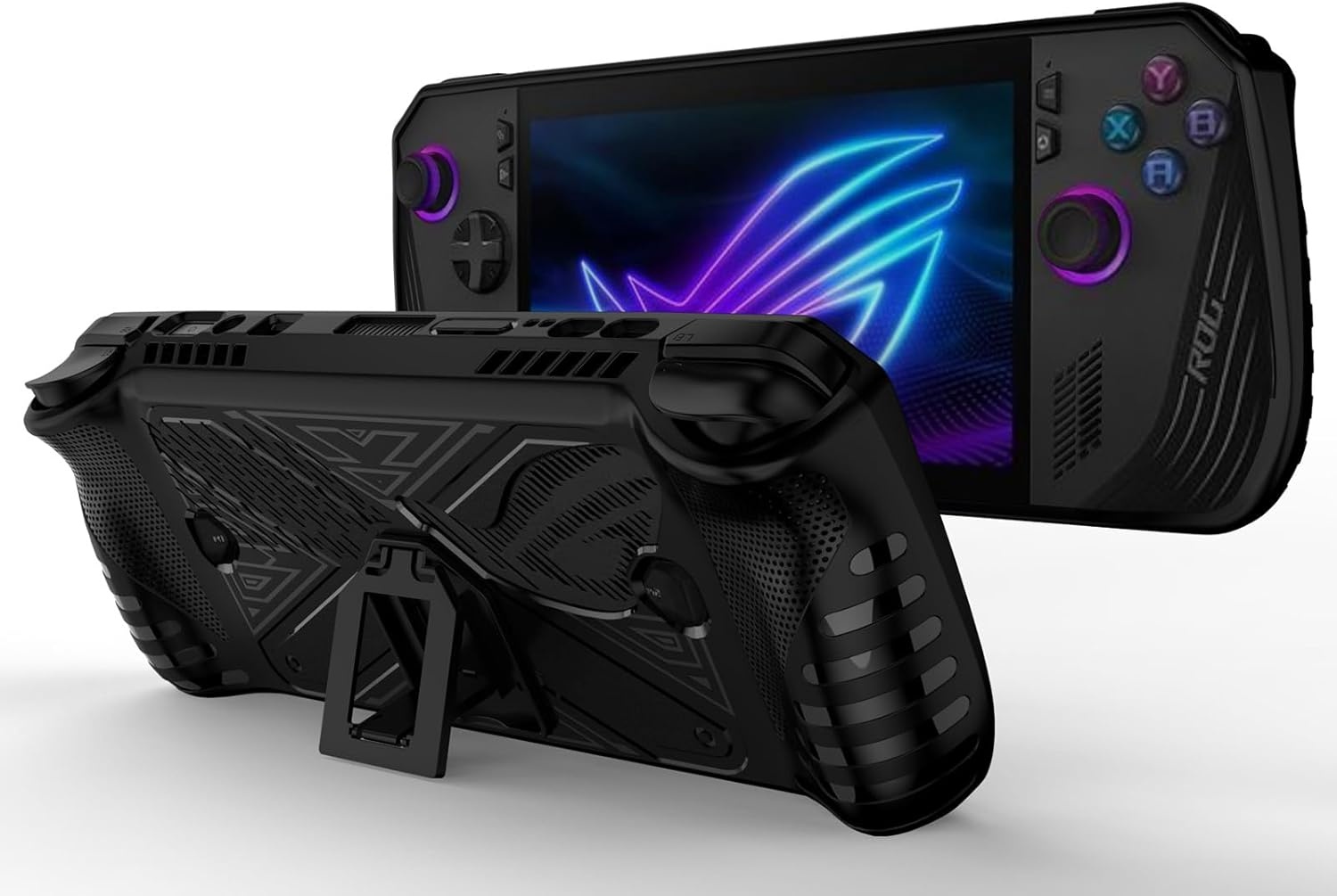 GIOPUEY Hoesje voor ASUS ROG Ally X 2024 - met standaard - transparante pc en zachte TPU-bumper - onzichtbare airbag valbescherming - zwart