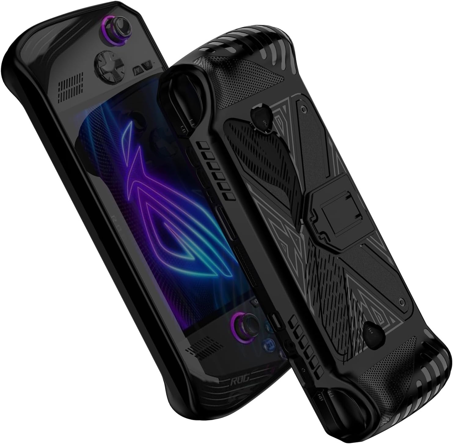 GIOPUEY Hoesje voor ASUS ROG Ally X 2024 - met standaard - transparante pc en zachte TPU-bumper - onzichtbare airbag valbescherming - zwart