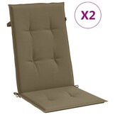 vidaXL Stoelkussens 2 st hoge rug 120x50x4 cm stof gemêleerd taupe