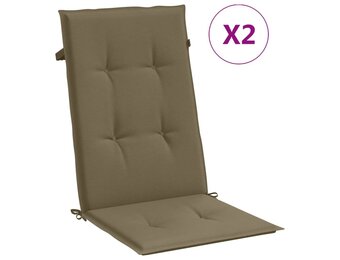 vidaXL Stoelkussens 2 st hoge rug 120x50x4 cm stof gemêleerd taupe