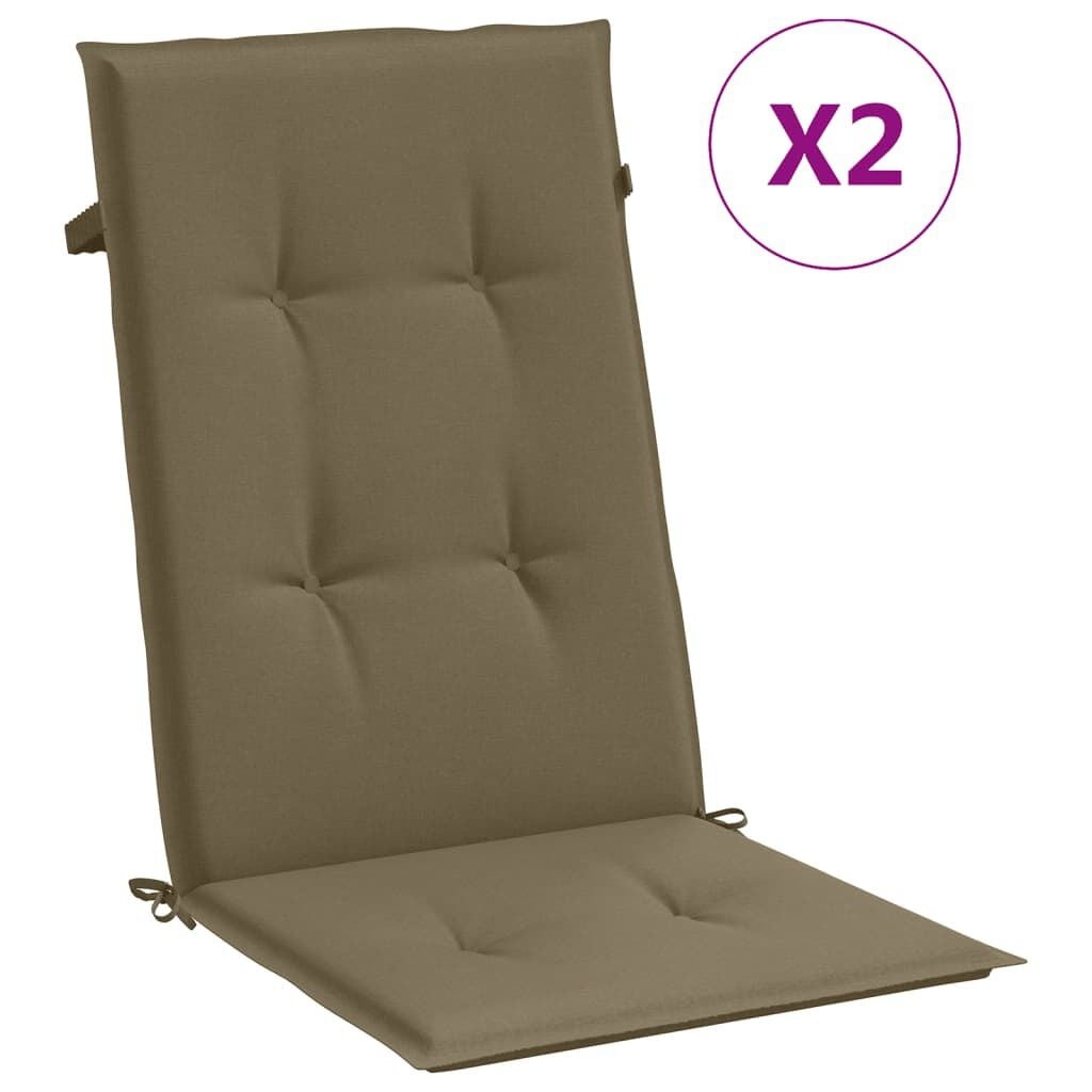 vidaXL Stoelkussens 2 st hoge rug 120x50x4 cm stof gemêleerd taupe