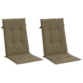 vidaXL Stoelkussens 2 st hoge rug 120x50x4 cm stof gemêleerd taupe