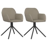 Set van 2 Draaibare Eetkamerstoelen - Lichtgrijs Fluweel (61% Korting)