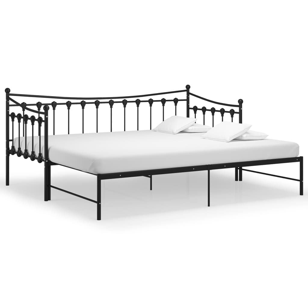 vidaXL Slaapbankframe uittrekbaar metaal zwart 90x200 cm