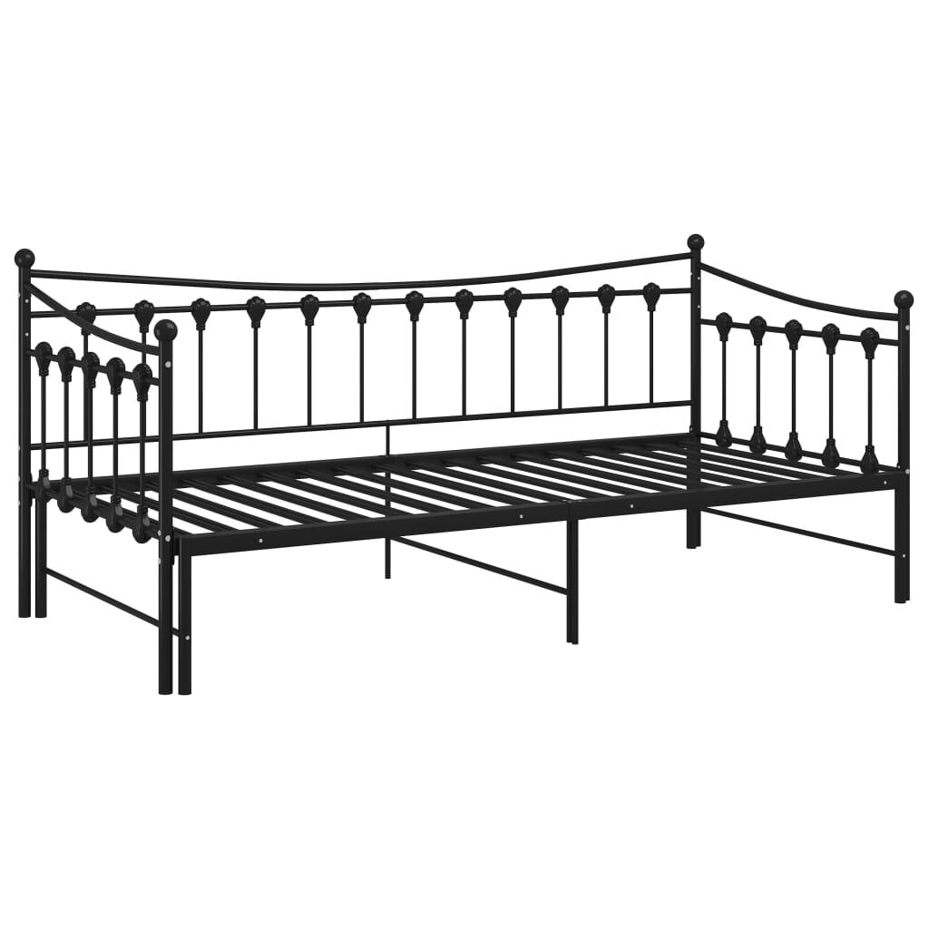 vidaXL Slaapbankframe uittrekbaar metaal zwart 90x200 cm
