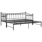 vidaXL Slaapbankframe uittrekbaar metaal zwart 90x200 cm