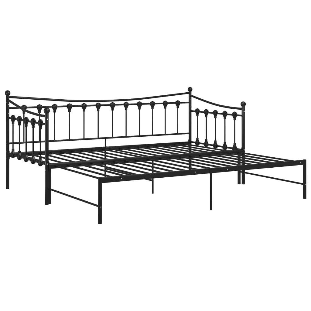 vidaXL Slaapbankframe uittrekbaar metaal zwart 90x200 cm