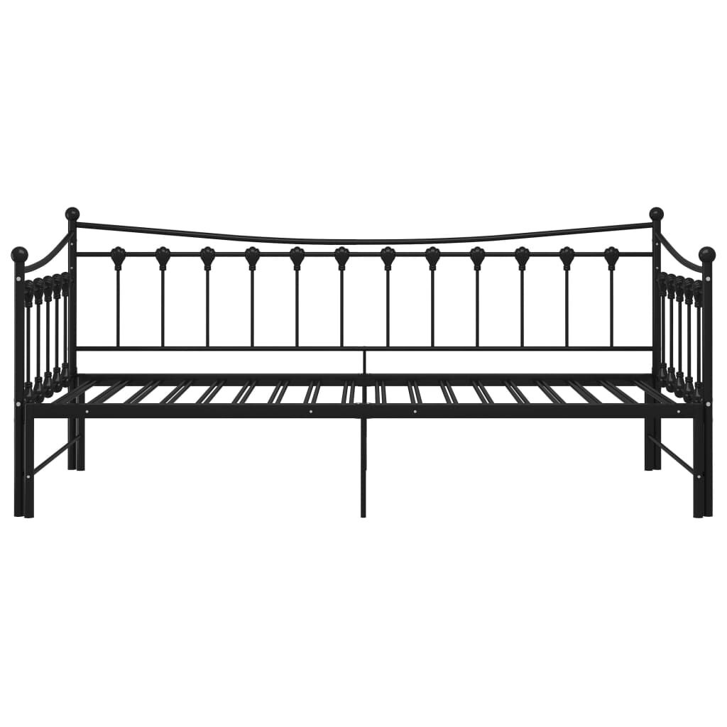 vidaXL Slaapbankframe uittrekbaar metaal zwart 90x200 cm