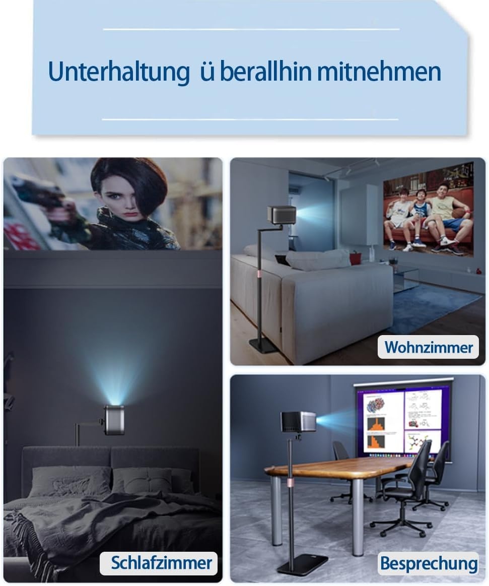 HIBORI Projectorstandaard L-vorm, 360° Draaibaar, Hoogte Verstelbaar, Verborgen Vloerstandaard