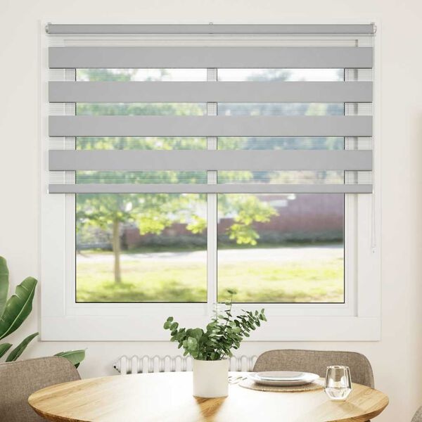 vidaXL Zebra rolgordijn 150x150 cm stofbreedte 145,9 cm lichtgrijs