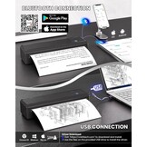vretti P83 Mobiele printer, bluetooth, thermische printer A4, inclusief printer, ondersteunt A4-thermisch papier voor kantoor, thuis, school, reizen