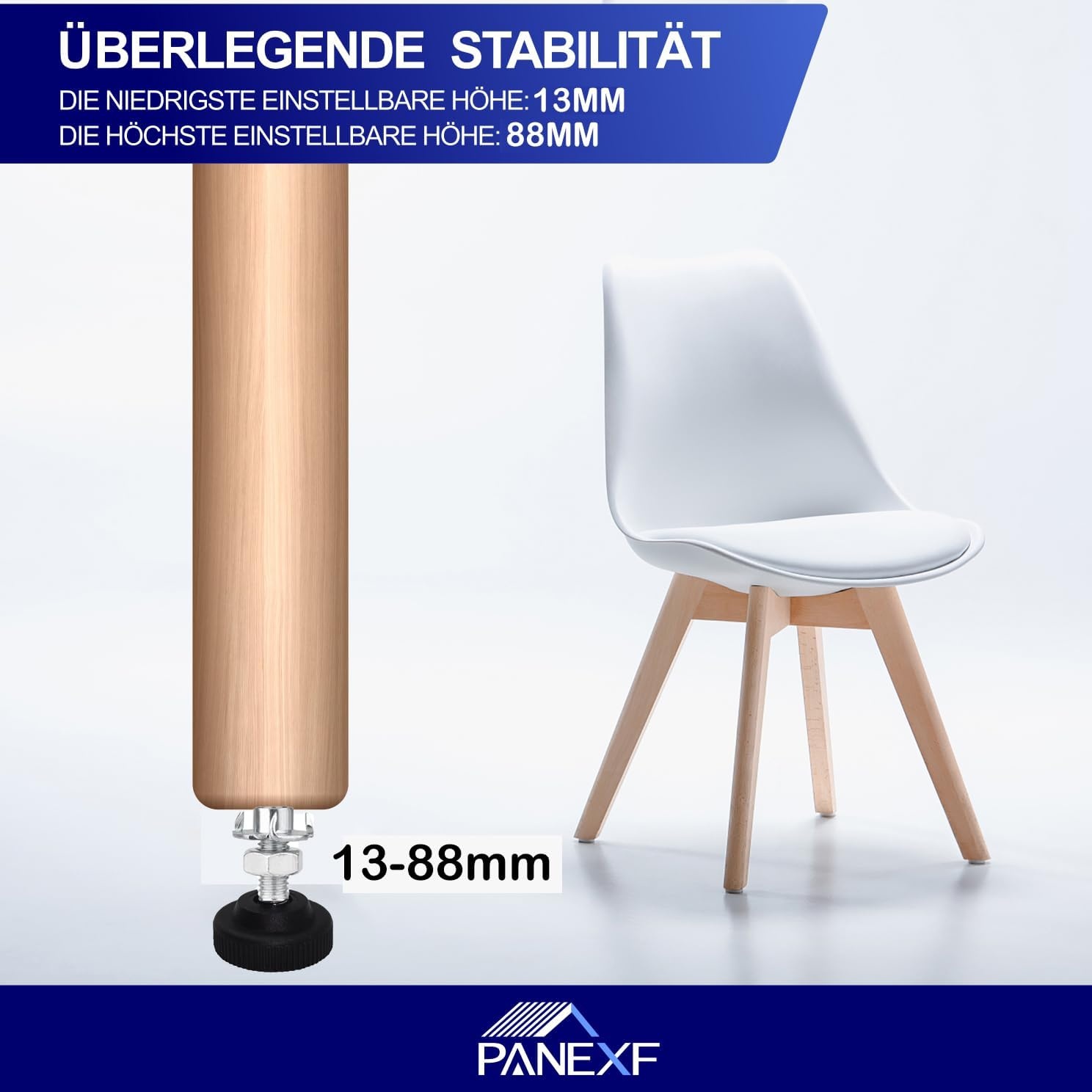 Verstelschroef, 8 stuks, meubelpoten, verstelbaar, metaal, M8 x 85 mm, stelpoten voor meubels, regelschroef, instelschroef met inslagmoeren, contramoeren en metalen boren