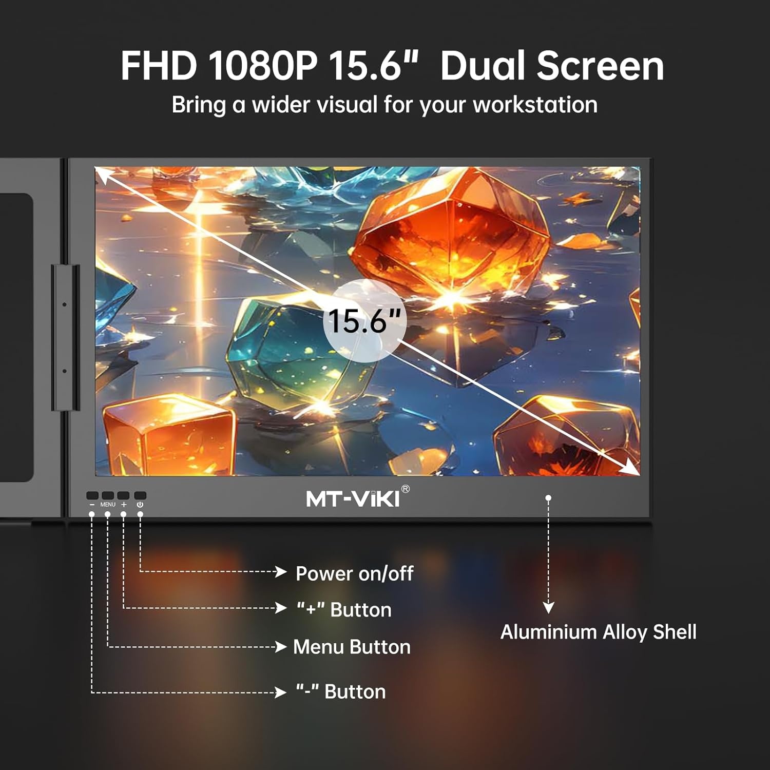 Draagbare drievoudige laptop schermverlenger voor 11-16 inch laptops | Mac/Android/Windows compatibel | 15.6 inch FHD 1080P IPS | 360° rotatie